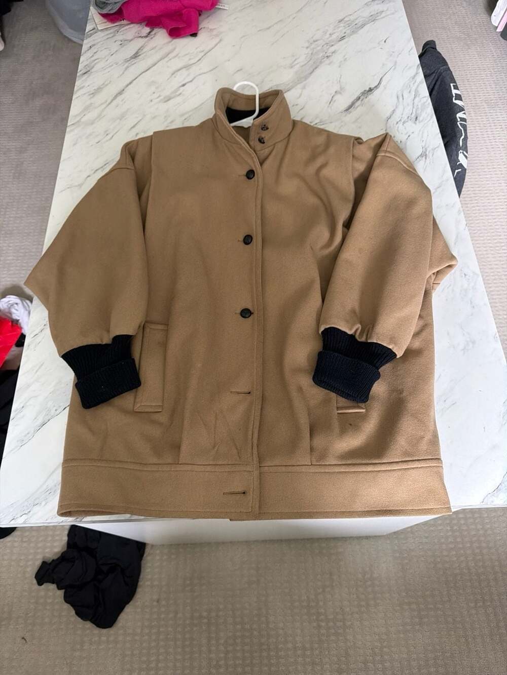 Vintage J. Gallery Wool Blend Bomber Jacket Camel Tan Size 13/14